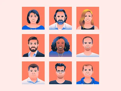 Degreed Portraits faces illustration man office people portrait woman