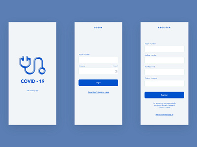 COVID Test Booking App concept design minimal ui ux