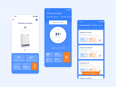 Smart Home Controller app app design home screen homecare margot collavini mobile schedule smart object smarthome thermostat ui ux