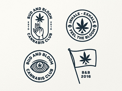 Bud and Bloom Cannabis club badge badge design badge logo brand branding cannabis club design dispensary hand hemp illustration illustrator leaf logo logo design vector