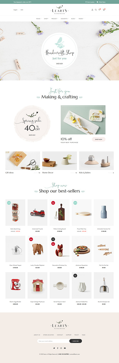 Learts - Handmade Shop eCommerce HTML Template art artist bootstrap clean craft craftsmanship ecommerce furniture handicraft handmade handmade shop html html5 modern responsive shop shopping store