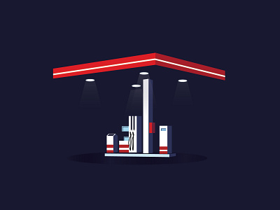 NIght island brand branding gas station gradients illustration lights logo negative space night packaging print trashcan typography