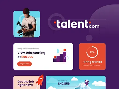 Talent.com - Logo, Full Redesign and Branding app design brand brand identity branding design design system job job search logo redesign ui ui kit ux web webdesign