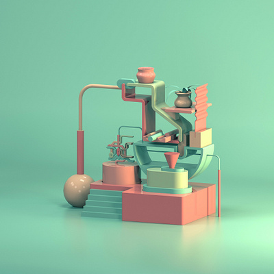 3D Abstract Composition - Still Life 3d illustration abstract achievement achievement illustration animation app app illustration colorful cute gamification illustration low poly motion graphics organic render still life styleframe stylized web web illustration