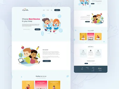 Inspirable - Children Learning Landing Page Concept app design button children childrens illustration clean clean design color creative creative landing page design illustration landing page learning ui uidesign uiux ux website