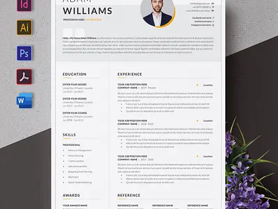 Modern CV Resume Template a4 clean cover letter creatiforest creative curriculum vitae cv cv design minimal resume template