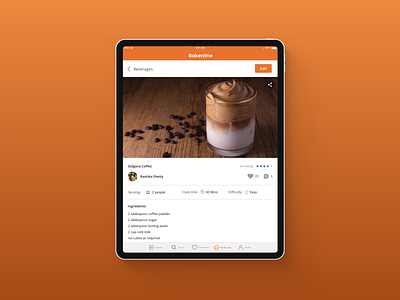 Recipe sharing app ipad recipe app restaurant ui