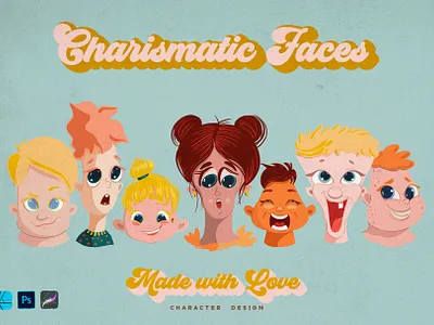 Cute Kids Grids for Procreate characterdesign faces kids art procreate brushes procreate grids