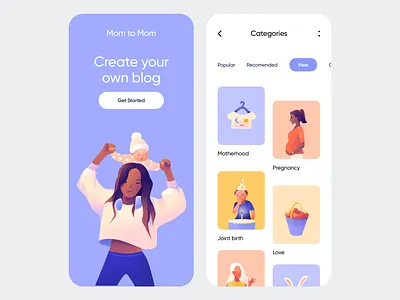 Mobile app - Mom to Mom clean colors illustration mobile app mobile design ui ux