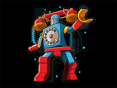 Phenomenal Phonebot characterdesign mascot design retro robot telephone vector