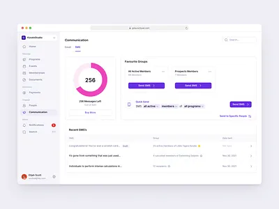 LaunchPad SMS Experience app balance bulk calendar chart dashboard email event graph pie sms ui ux web