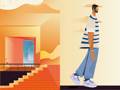 Summer Holiday architecture character orange summer vector vector illustration