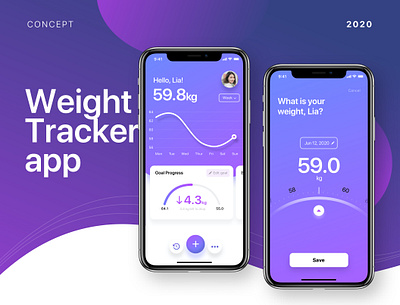 Weight Tracker App app design chart diagram floating button goal graph progress scales tracker app uiux weight weight tracker