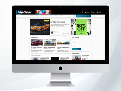 TopGear Homepage Redesign ad cards dashboard magazine media news ui