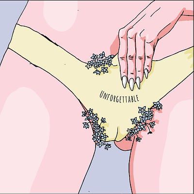 Forget Me Not artwork cute design drawing drawing ink female artist flat illustration flowers illustration nsfw pink quarantineart toronto underwear woman illustration