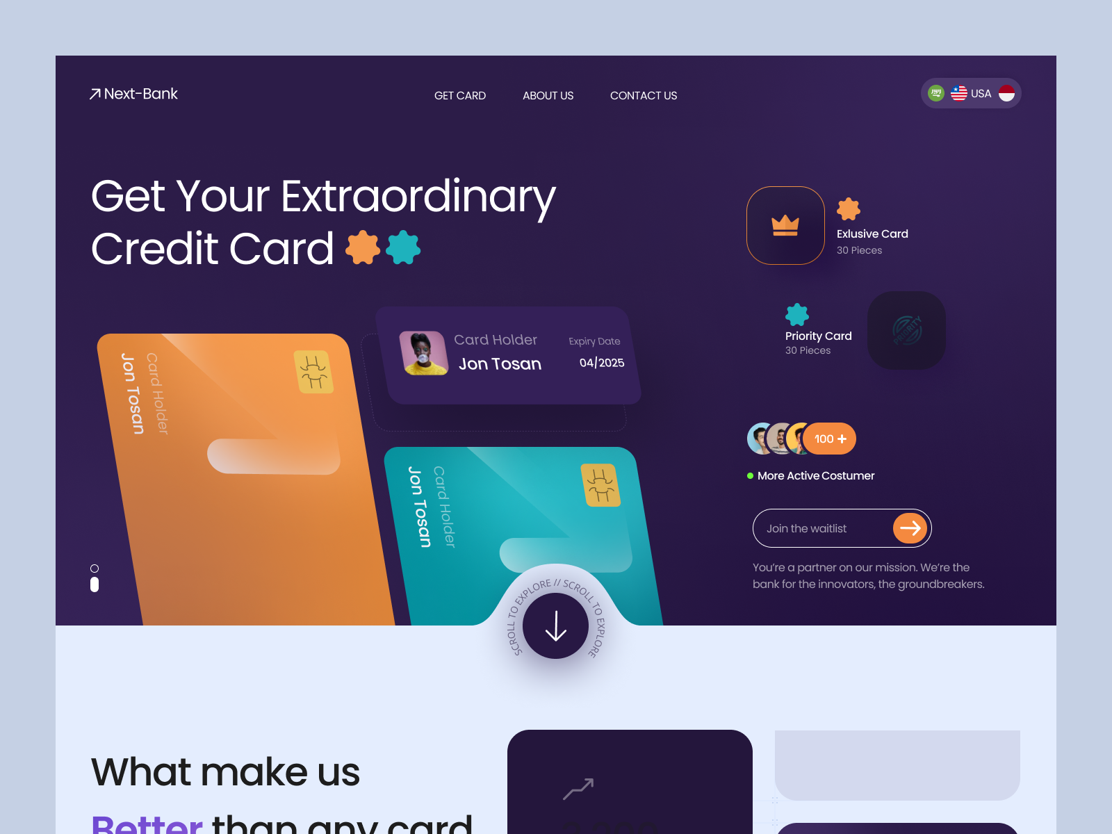 Next-Bank - Finance Landing Page bank banking card clean credit card debit design finance fintech landing page landingpage money payment swiss design ui ui design uiux website
