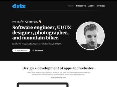 driz.co.uk 2020 continued... personal portfolio redesign website