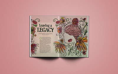Magazine spread illustration brain collage design custom illustration floral design floral illustration illustration magazine design magazine illustration magazine spread print design