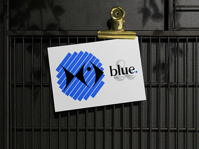 BLUE - BUSINESS CARD bistro black blue branding businesscard design fish flat geometry logo logotype minimal restaurant restaurant branding seafood shape typography