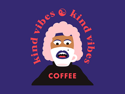 Kind Vibes Coffee: Logo Exploration #3 badge branding coffee hippie illustration logo roasters