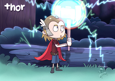 Thor character coffeescartoon fanart illustration thor