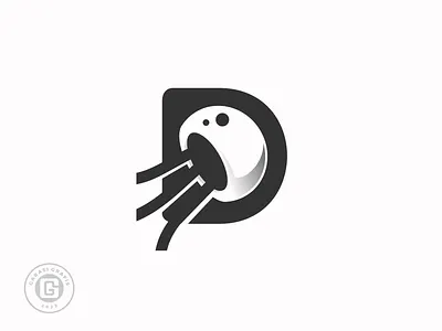 Letter D + Jellyfish brand branding design illustration logo logodesign logodesigns ui ux vector