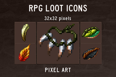 Free 48 RPG Loot Icons 2d fantasy game game assets gamedev icon icons indie game loot pixel art pixelart rpg