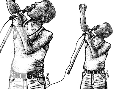 Freddie Mercury - Live Aid black and white character design digital art digital artist digital illustration illustration line art rock shading sketch