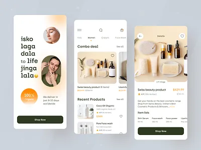 Cosmetics App app app design beauty app beauty product app cosmetics app ecommerce app ecommerce store mobile mobile app mobile design online shop app skin care app ui uiux ux
