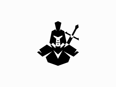 Geometric Knight Logo for Sale armour black branding design geometric helmet honor illustration knight logo man mark original premium pride security sports sword vector warrior