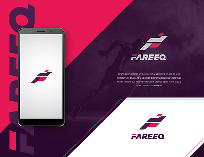 Fareeq app athlete bold creative fast fitness icon initial logo minimal sports