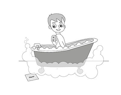 Book illustration active bath book child childrens book coloring cover design illustration line art vector washing water