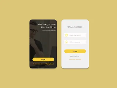Log In Job Search App brown clean job job application job search log in search sign in soft ui ux yellow