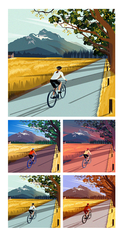 Active life active bike coloring cover design illustration mount nature sport vector