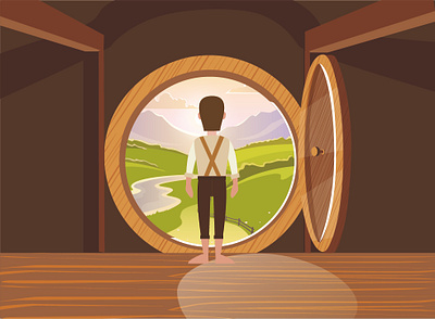 Hobbit active cover design fairy tail hole illustration story vector