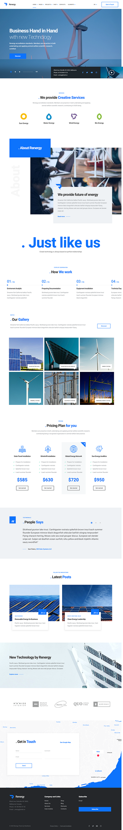 Renergy - Solar and Renewable Energy WordPress Theme alternative energy bio energy eco elementor engineering factory green energy industry recycling renewable energy renovation solar energy sun energy windmill solar