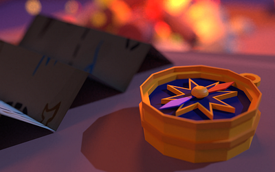 Night Camp | Compass 3d modeling blender3d camp campfire camping compass lowpoly map