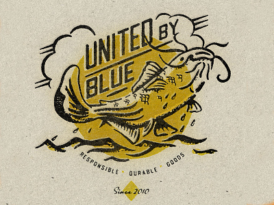 United By Blue Mens Spring 2020 catfish fish fishing illustration retro texture typography vintage