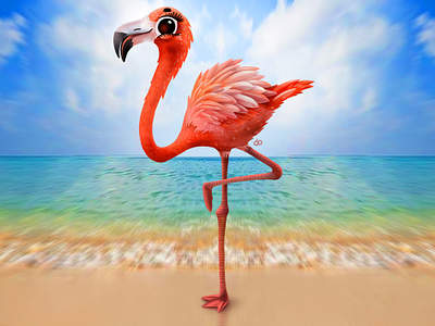 Silay Flamingo bird cartoon cg character children flamingo illustration package