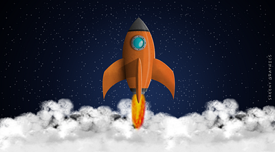 FLY ME TO THE MOON | Rocket Illustration design flat fly graphic design graphics illustration illustration art photoshop rocket take off tutorial