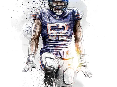 Sport illustration for Bleacher Report: Khalil Mack chicago bears drawing dynamic football illustration nfl pencil photoshop portrait quarterback sport wacom watercolor