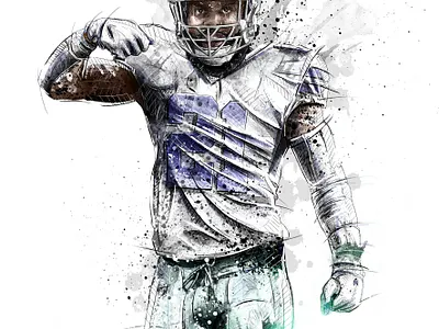 Sport illustration for Bleacher Report: Ezekiel Elliott drawing football illustration ink nfl pencil photoshop portrait quarterback sport wacom watercolor