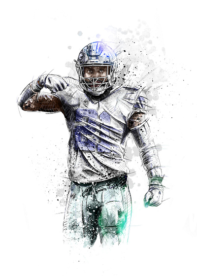 Sport illustration for Bleacher Report: Ezekiel Elliott drawing football illustration ink nfl pencil photoshop portrait quarterback sport wacom watercolor