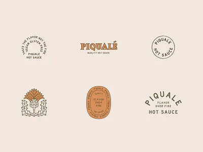 Brand Assets for Piqualé Hot Sauce brand assets brand identity branding branding design food hot sauce illustration logo mexican orange packagedesign packaging rust rustic southwest stamp thistle typography vector vintage type