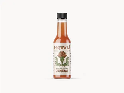 Piqualé Hot Sauce badge design brand assets brand identity branding food hot sauce illustration logo packaging piquale southwest thistle typography vegan vintage vintage font