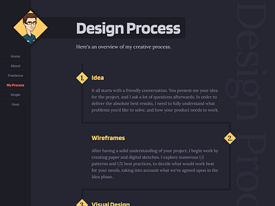 Portfolio 2020 WIP dark theme designer flat freelance frontend minimal modern portfolio processor