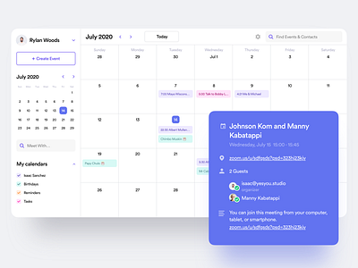 Calendar Desktop App android app calendar clean dashboard desktop event event app interaction mac app material planner popup product design react saas schedule scheduler ui ux