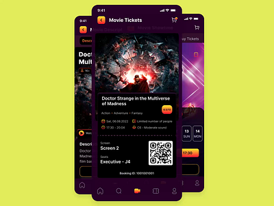 Movie Booking App branding cinema app design film fluttertop graphic design mobile app movie movie app movie art theatre ticket app ticket booking trending ui uiux user interface