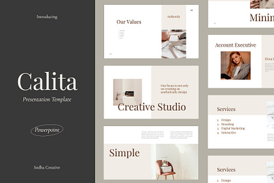 Calita Presentation Template branding brandingkit design googleslides keynote moodboard powerpoint presentation template trending typography welcomekit