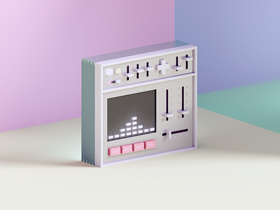 Synth 3d illustration render synth voxel